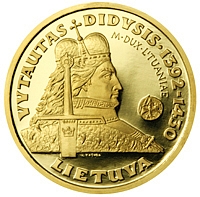 100 litų moneta, skirta didžiajam Lietuvos kunigaikščiui Vytautui (iš serijos "Lietuvos valdovai") 2000m